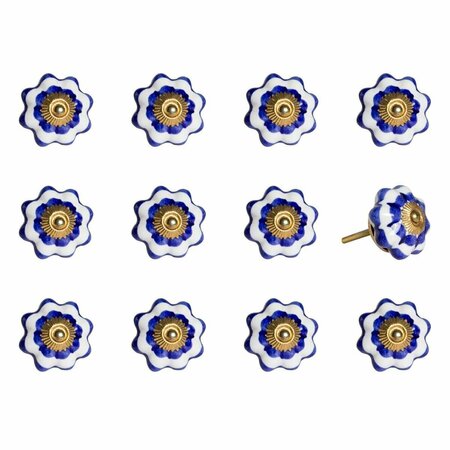 DECORACION K000014 Knob It - White Blue & Gold, 12PK DE3097407